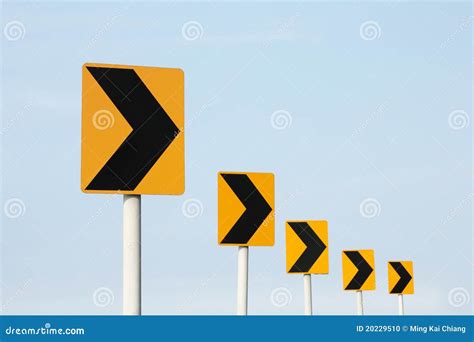 Right Turn Ahead Route Road Sign Yellow Isolated Roadside Traffic