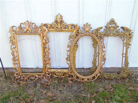 Large Gold Ornate Frame Set Syroco Mirror Frames Gallery Wall Etsy
