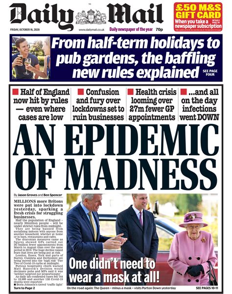 Daily Mail Front Page 16th Of October 2020 Tomorrows Papers Today