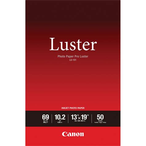 Canon Lu 101 Photo Paper Pro Luster 13x19 50 Sheets