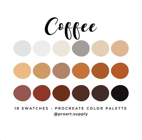 Buy Coffee Procreate Color Palette Hex Codes Brown Orange Online In