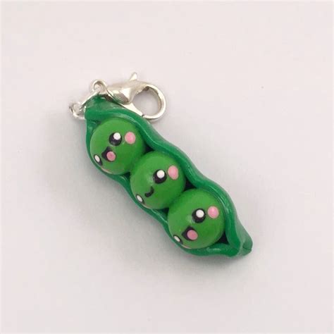 Peas In A Pod Charm Polymer Clay Pea Pod Peapod Charm Kawaii Charm