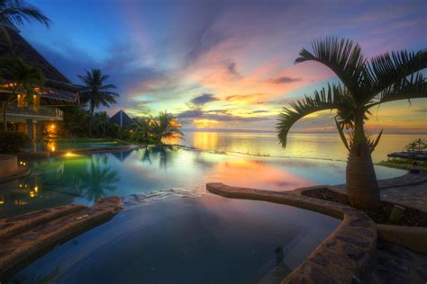Tropical Resort At Sunset