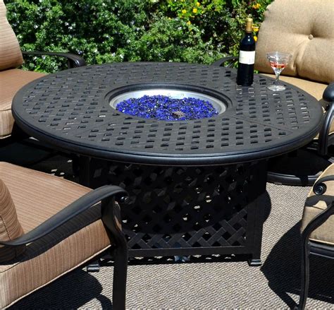 Fire Pit Table Set Elisabeth Propane 5pc Patio Furniture Outdoor Dining