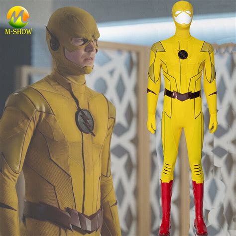 The Flash Armageddon Reverse Flash Cosplay Costume Barry Allen Yellow Outfit Ebay