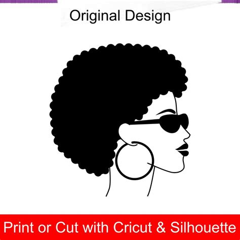 Afro Woman Svg File With Shades Hoop Earring And Lipstick Etsy
