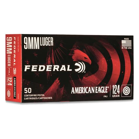 Federal American Eagle 9mm Fmj 124 Grain 50 Rounds Maxammodepot