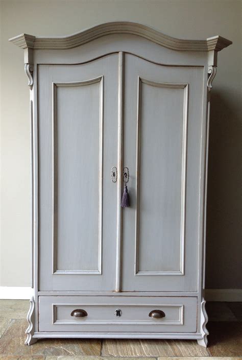Wood, metal, glass, ceramic, canvas and more. Antique French Style Hand Painted Grey Wardrobe Armoire ...