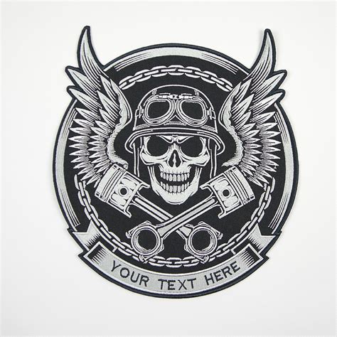skull biker patches skull back patch personalised large etsy biker patches embroidered