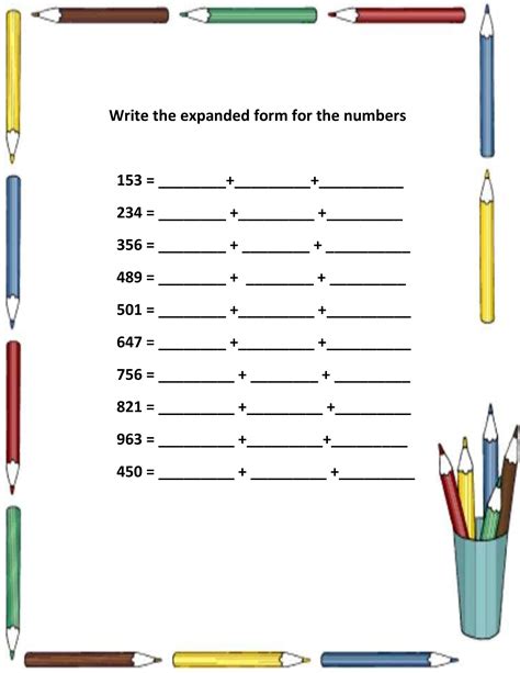 Expanded Form 3 Digit Numbers Worksheets