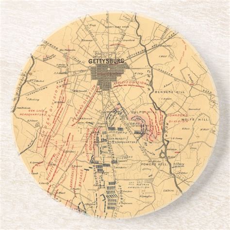 Gettysburg And Vicinity Troop Positions July 3 1863 Drink Coaster Zazzle