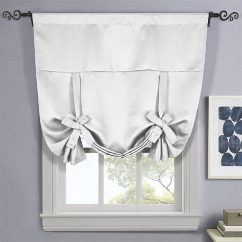 Ava Blackout Weave Tie Up Shade With Rod Pockets Curtains For Small