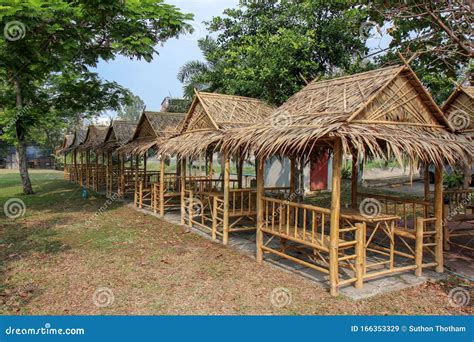 Resting Huts Constructed From Bamboo And Thatched Roofs Stock Image