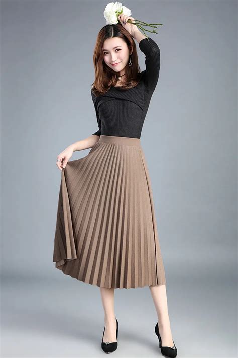 Elastic Waist Skirt Pleated Skirt Waist Long Skirt New Spring And