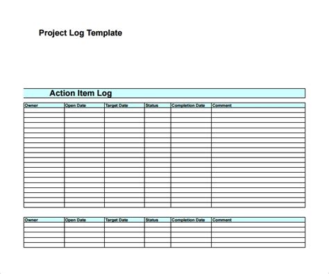 Project Action Log Template Excel Classles Democracy