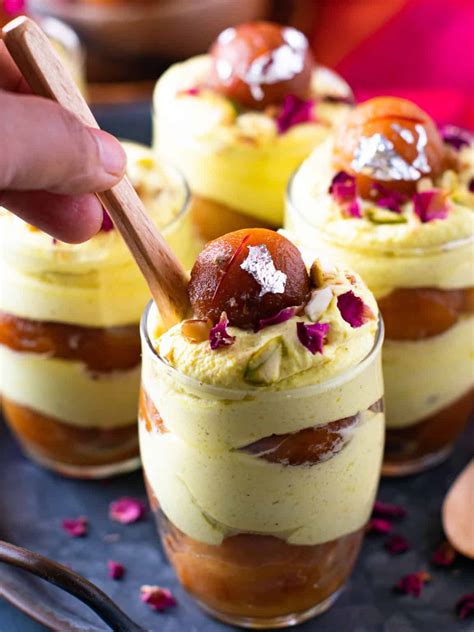 Line a baking sheet with silicone mat or parchment paper and set aside. Gulab Jamun Thandai Mousse Indian Fusion Dessert - Carve ...