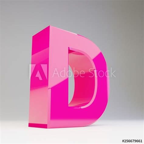 Giant 3d Letter D Uppercase Rendered Glossy Pink Font Isolated On