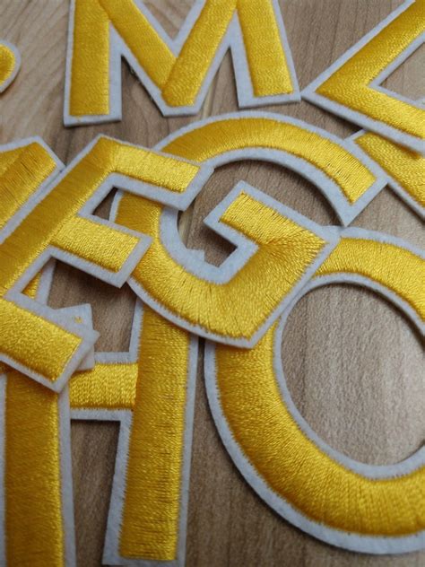 gold embroidered iron on letters applique patchiron on name etsy