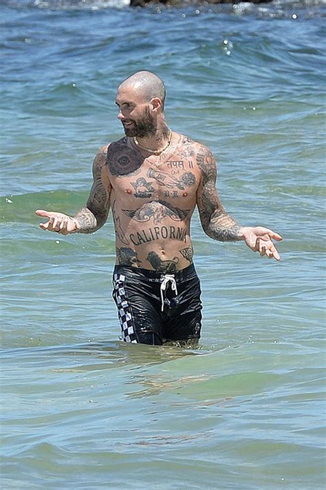 Adam Levine Goes For Shirtless Dip With Bikini Clad Behati Prinsloo On Hawaii Vacation See
