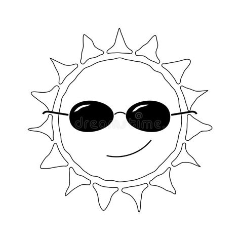 Happy Sun Fun Icon Black Whtie Stock Vector Illustration Of Clipart