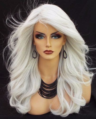 Lace Front Wig New Fashion Womens Long Silver White Wavy High Quality Full Wigs Long Hair