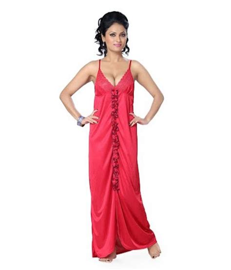 Buy Go Glam Red Satin Nighty And Night Gowns Pack Of 2 Online At Best Prices In India Snapdeal