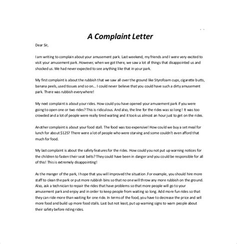 letter  complaint templates