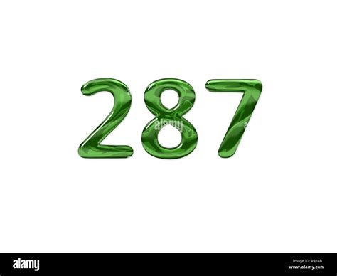 Green Number 287 Isolated White Background Stock Photo Alamy