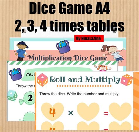 Maths Dice Games Multiplication Tables Bundle A Fun Printable Etsy