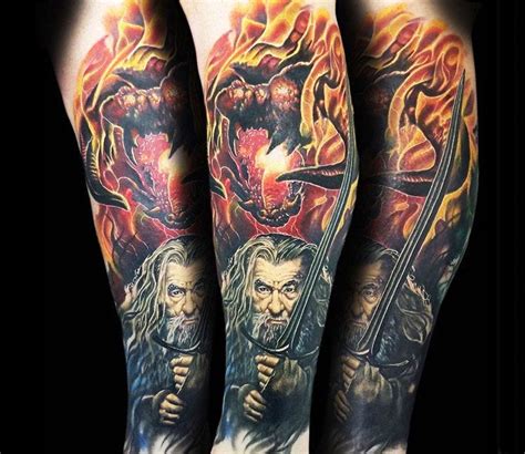 Gandalf Vs Balrog Tattoo By Alex Rattray Ink Lotr