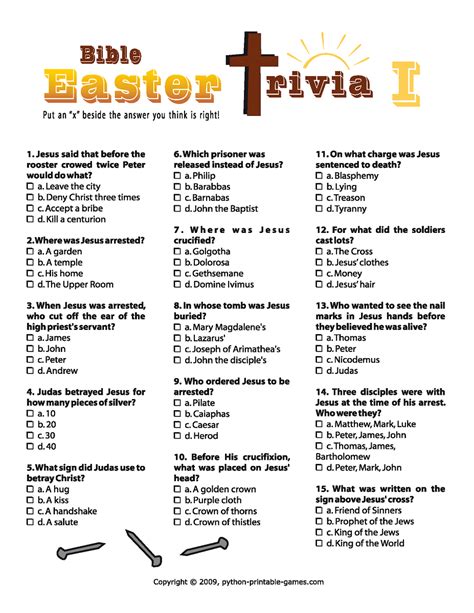 Free Printable Bible Trivia Questions And Answers Free Printable