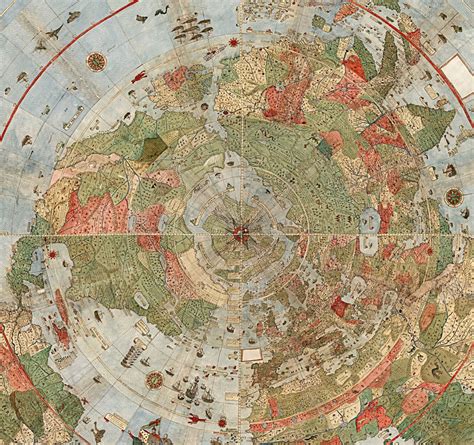 1587 Mapa De La Tierra Plana Del Mundo Urbano Monte Póster De Pared
