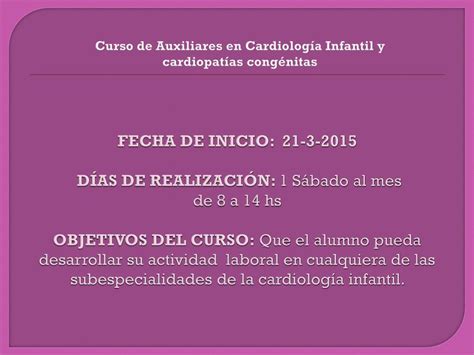 Curso De Auxiliares En Cardiología Infantil Y Cardiopatías Congénitas