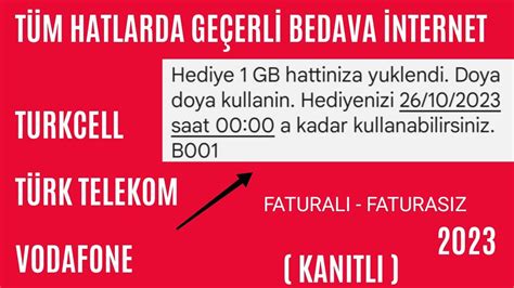 Turkcell T Rk Telekom Vodafone Bedava Nternet T M Hatlarda