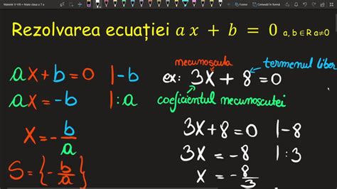 Ecuatii De Forma Axb0 Clasa A 7 A Exercitii Teorie Invata Matematica