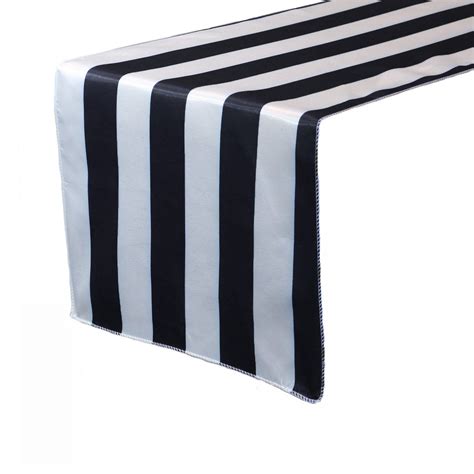 Black And White Striped 14 X 108 Inch Satin Table Runner Etsy Table