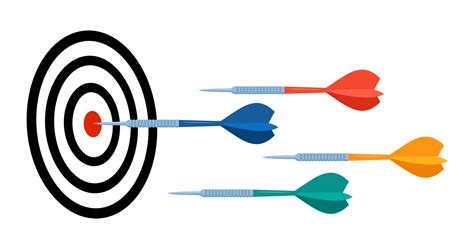 Darts Hit To Center Of Dartboard Arrow On Bullseye In Target Business