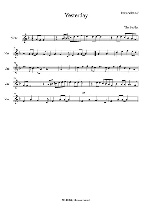 Violinsheetmusic.org is an online archive of printable violin music in pdf format. Yesterday Violin Sheet Music | Free Sheet Music