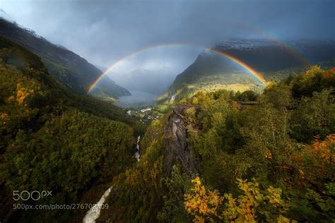 Rainbow Geiranger Fjord Over The Rainbow Over The Rainbow Rainbow