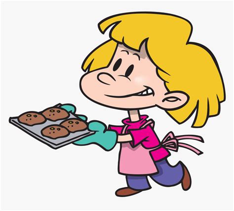 Girl Clipart Cooking Bake Cookies Clipart Black And White HD Png