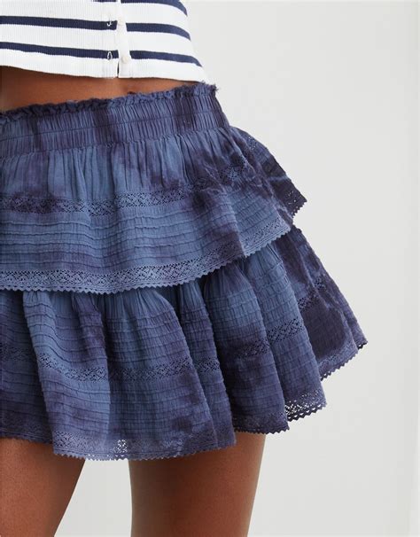 Aerie Rock N Ruffle Tie Dye Mini Skirt