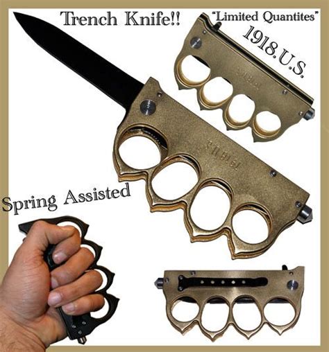 1918 Wwi Folding Knuckles Knife 1911 Folding Gd 2295 Brass