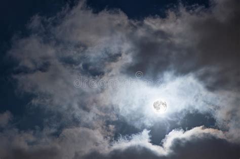 Night Sky With Full Moon And Clouds Mysterious Night Sky With Full