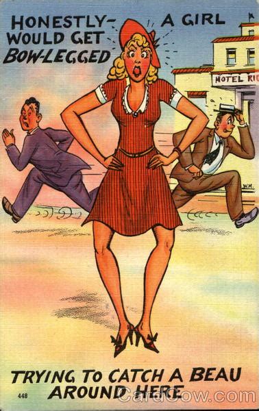 Comic Honestly A Girl Would Get Bow Legged Tichnor Linen Postcard