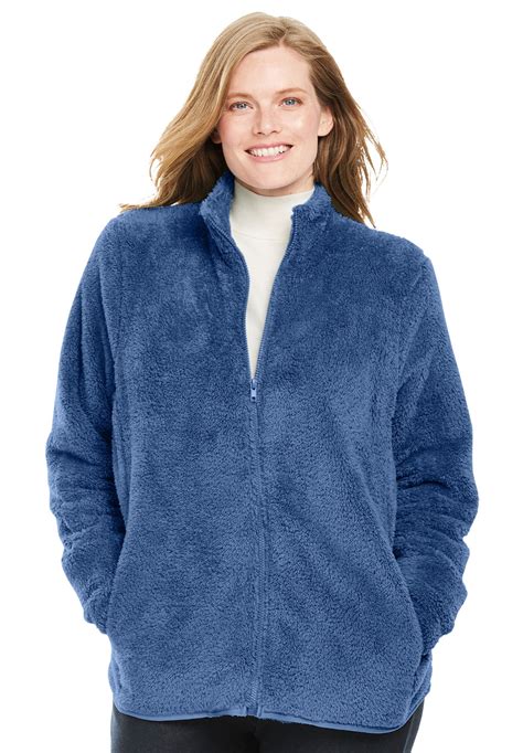 Woman Within Woman Within Womens Plus Size Fluffy Fleece Jacket