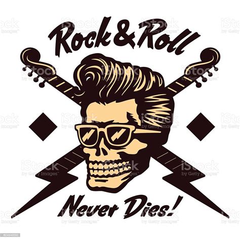 Three dog night, and the rolling stones. Rocknroll Skull Face With Rockabilly Pompadour Haircut And ...