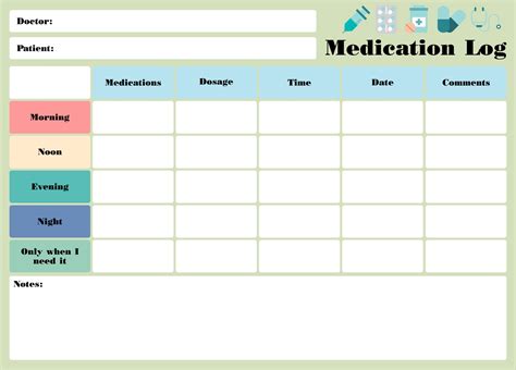 Printable Medication Log Sheet Template Printable Templates