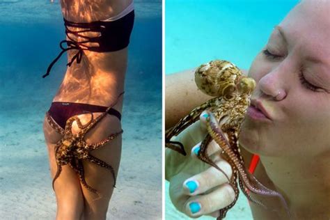 Bikini Clad Woman Has Intimate Encounter With Octopus
