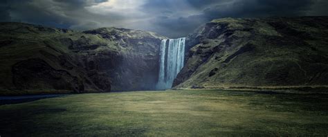 Skógafoss Wallpaper 4k Waterfalls Iceland Cliffs