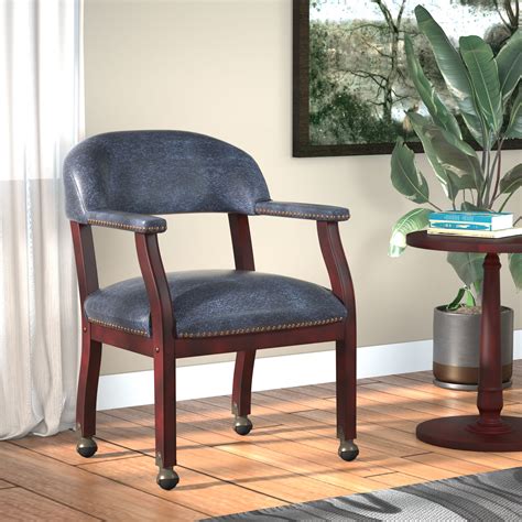 Boss Captains Guest Accent Or Dining Chair In Blue Vinyl W Casters